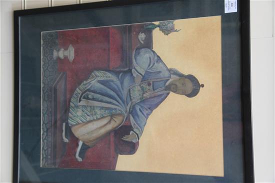 19th century Chinese School Portrait of a seated Chinaman 22.5 x 17in.